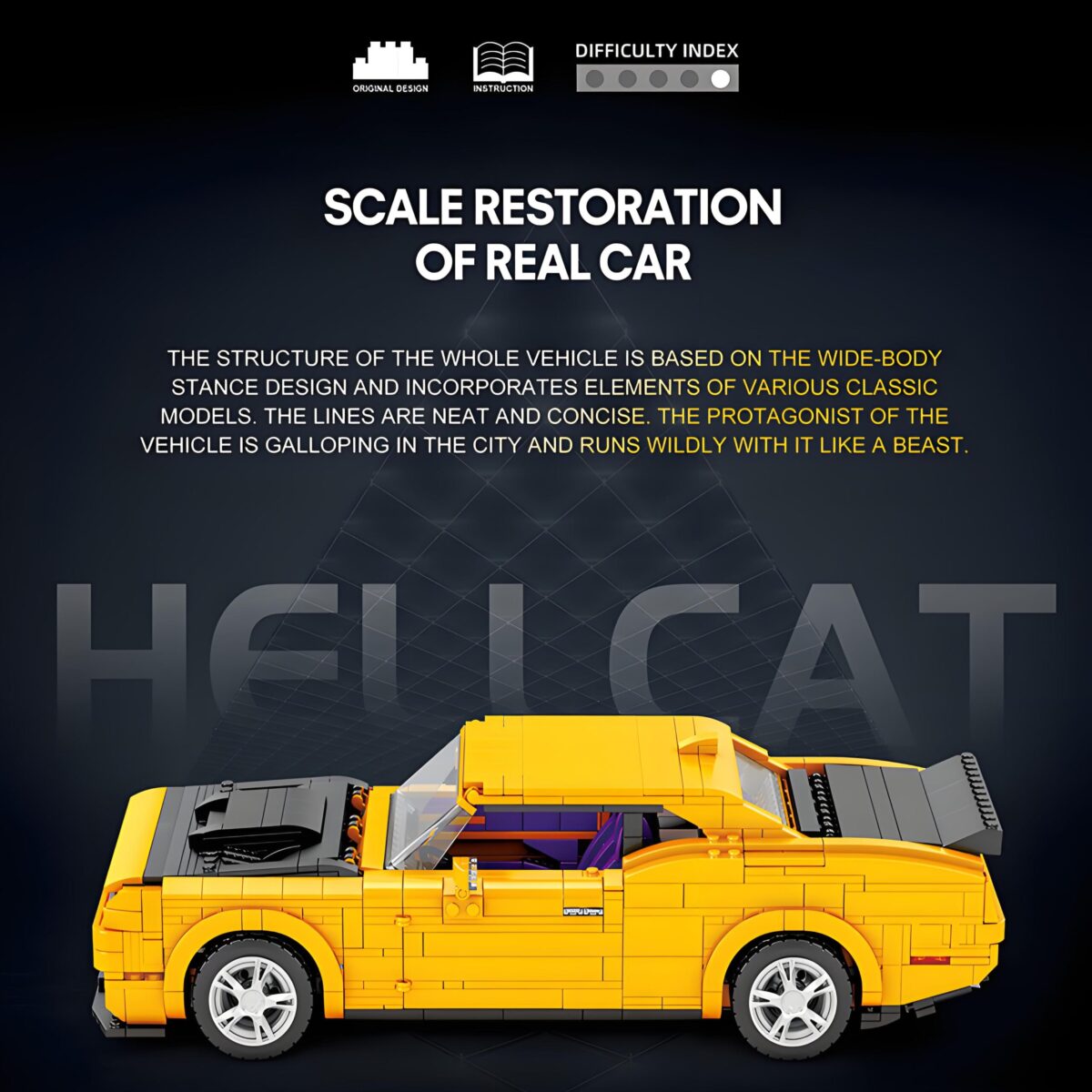 R11030 1:12 The Hellcate In Yellow 1740PCS - Image 4