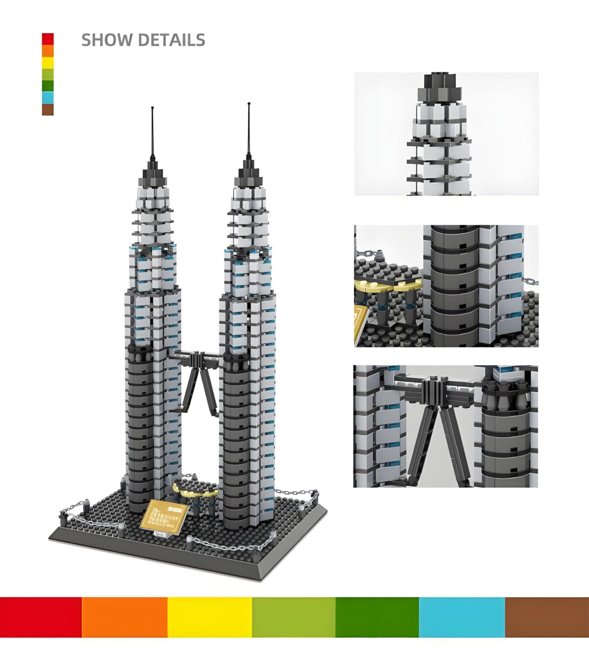 WG5213 The Kuala Lumpur Petronas Towers Minibrick 1160PCS - Image 3