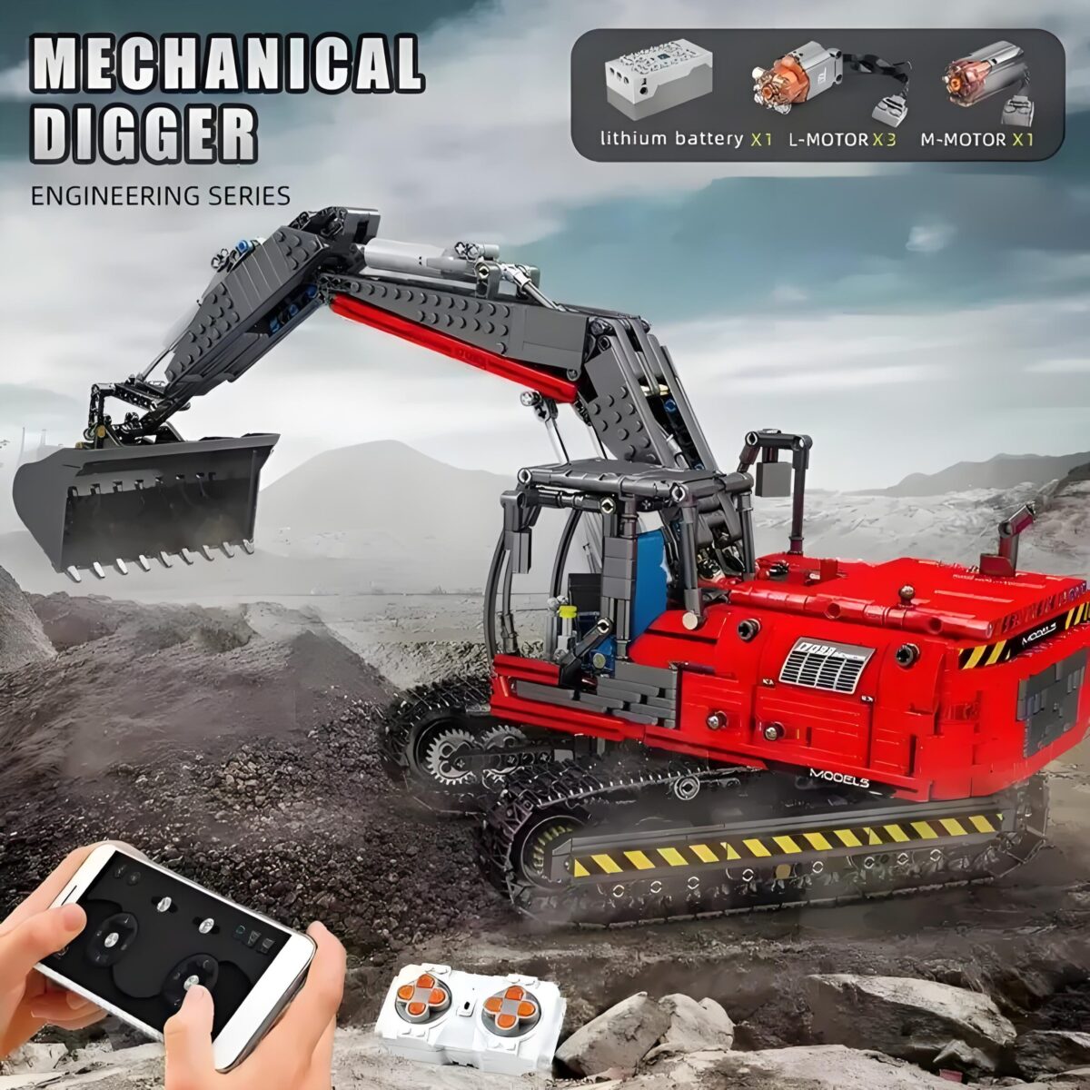 Mould King MK17033 The RC Red Mechanical Excavator  1828PCS - Image 2