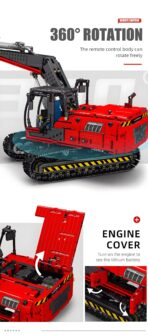 Mould King MK17033 The RC Red Mechanical Excavator  1828PCS - Image 5