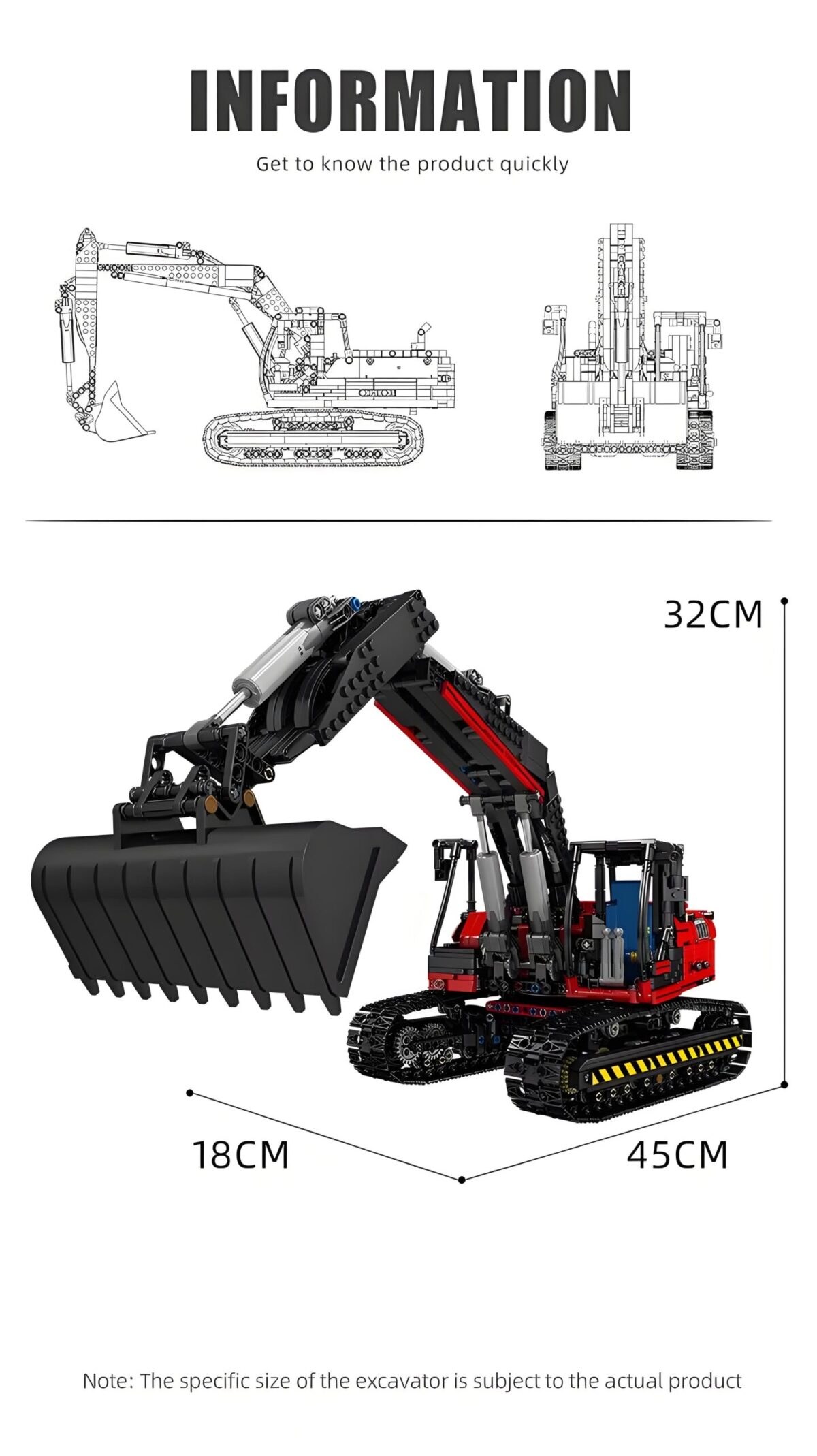 Mould King MK17033 The RC Red Mechanical Excavator  1828PCS - Image 7