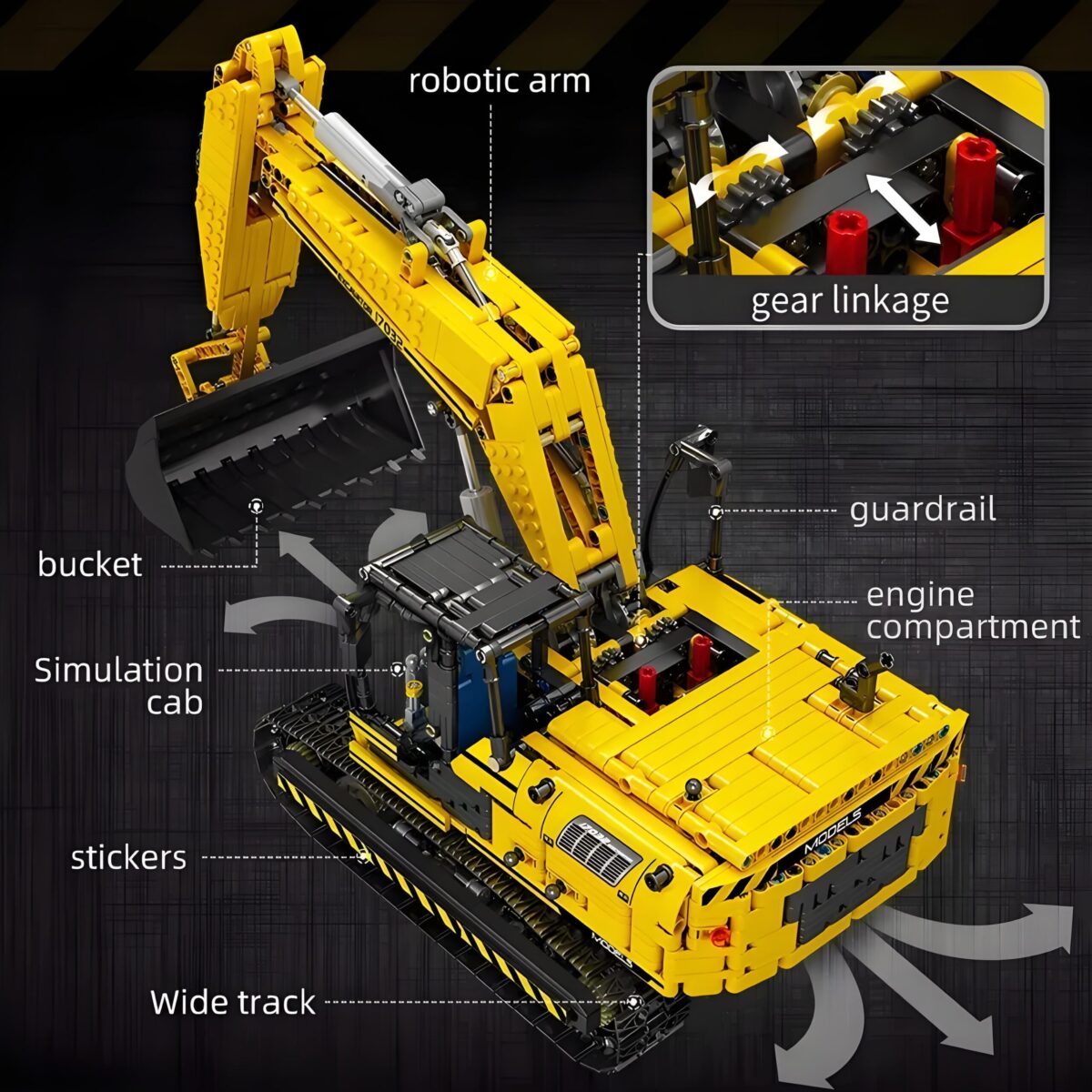 Mould King MK17032 The RC Yellow Mechanical Excavator  1828PCS - Image 3