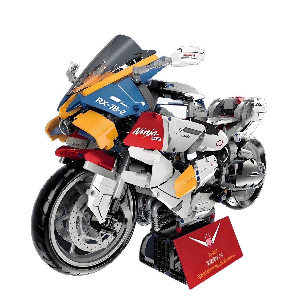 388001 The Kawasaki Ninja H2R Gundam Version motorcycle RX-78-2  1769PCS - Image 1