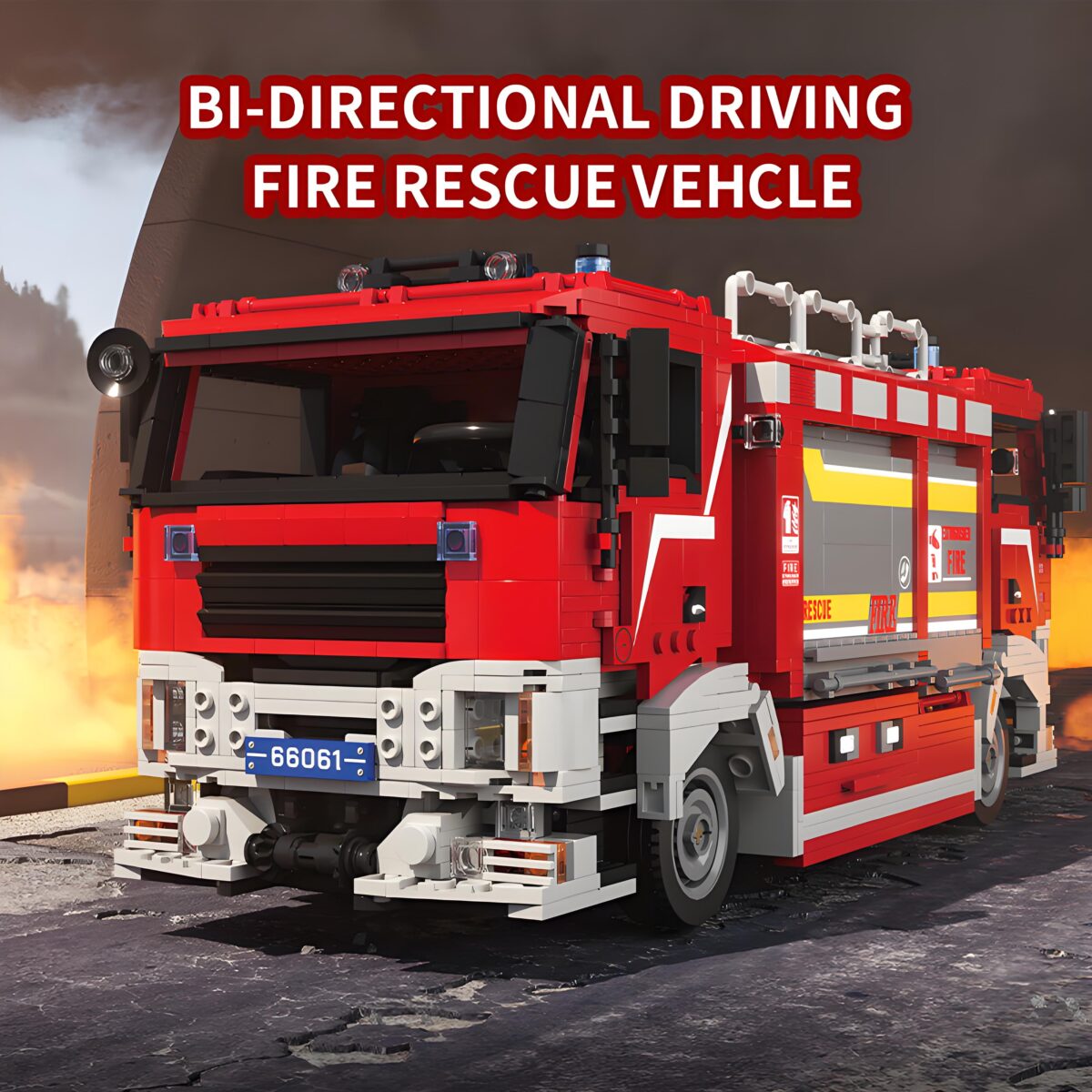 66061 The BI-Directional. Driving Fire Rescue Vehicle  2712PCS - Image 2