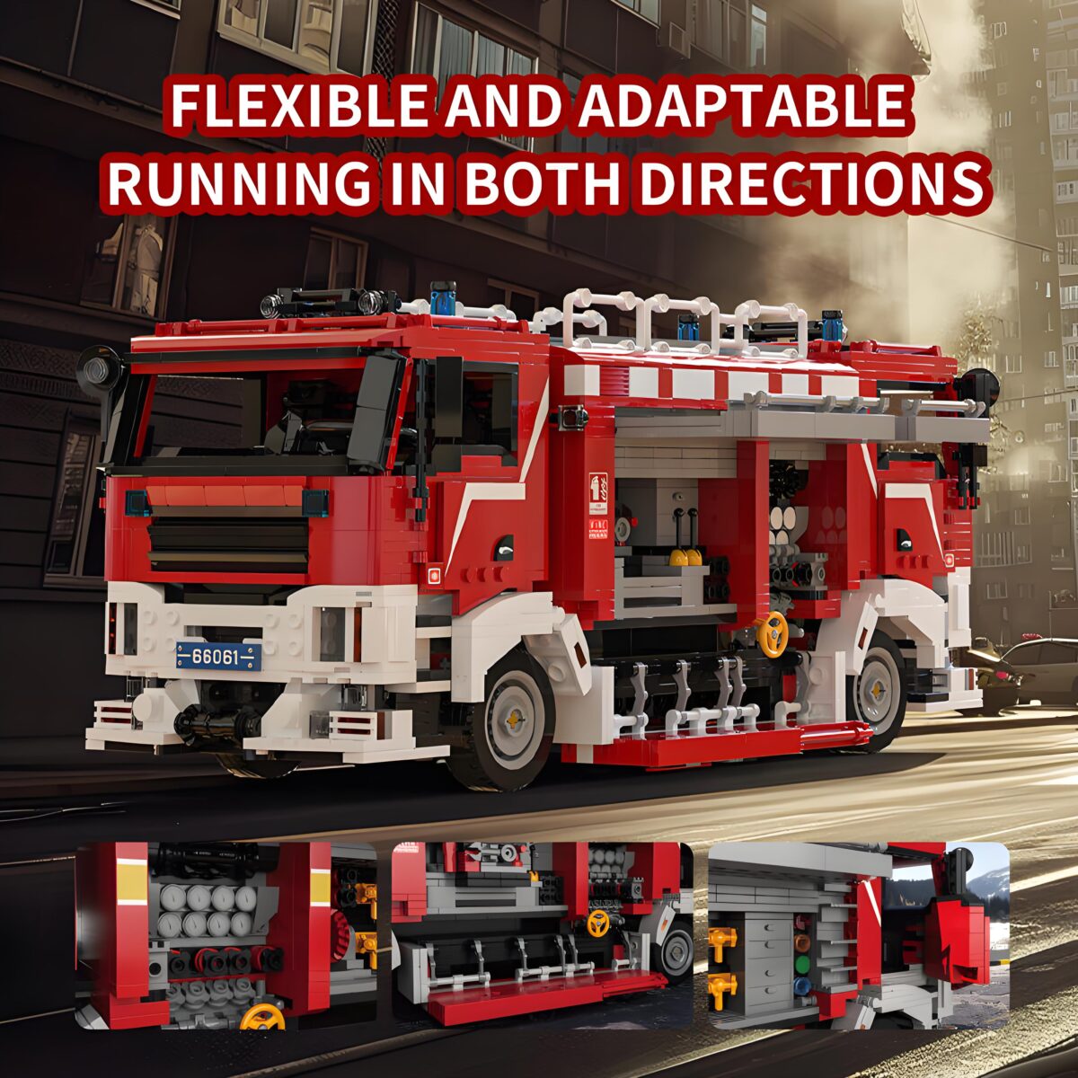 66061 The BI-Directional. Driving Fire Rescue Vehicle  2712PCS - Image 3