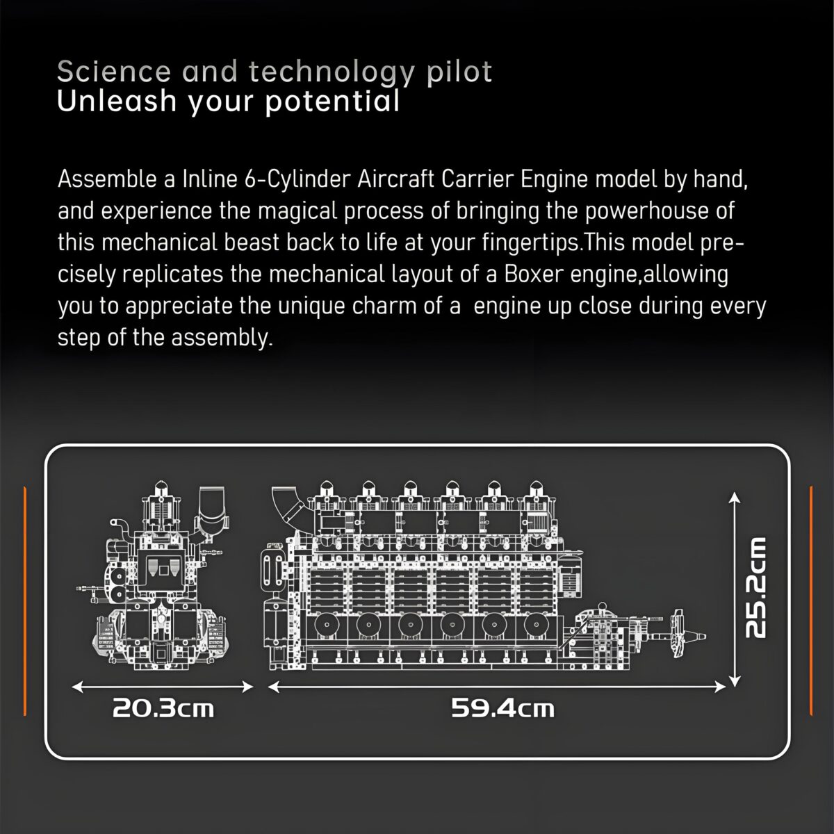 MK10209 The Inline 6-cylinder aircraft carrier engine  3222PCS - Image 5
