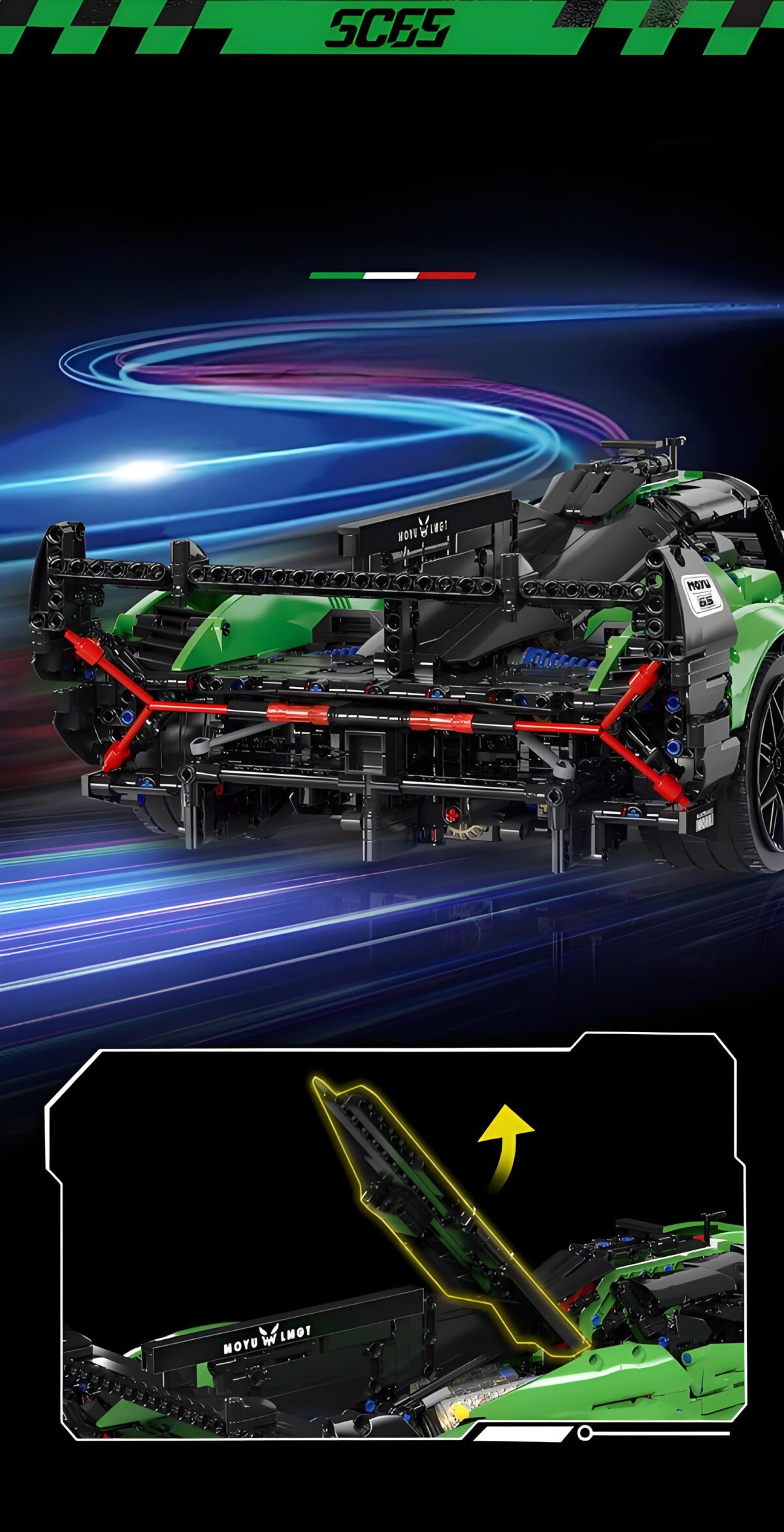 88029 1:8 The SC65 Super Racing Car  2980PCS - Image 5