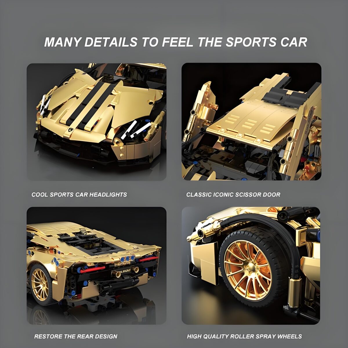 T1005 1:14 The Gold Lamborghini 834  1309PCS - Image 3
