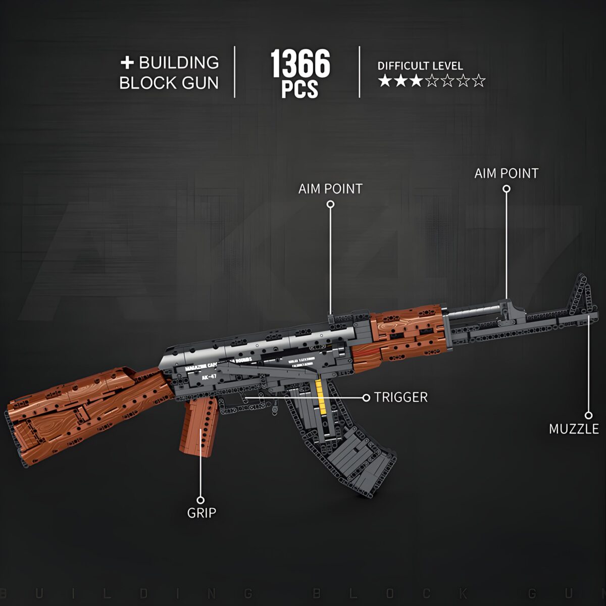Reo77005 The AK-47 Assault Rifle Toygun  1366PCS - Image 3