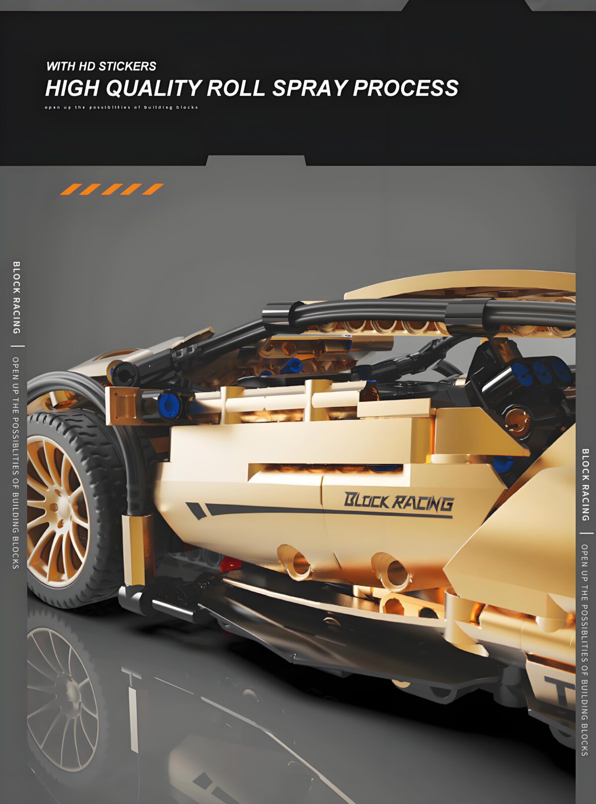 T1005 1:14 The Gold Lamborghini 834  1309PCS - Image 2