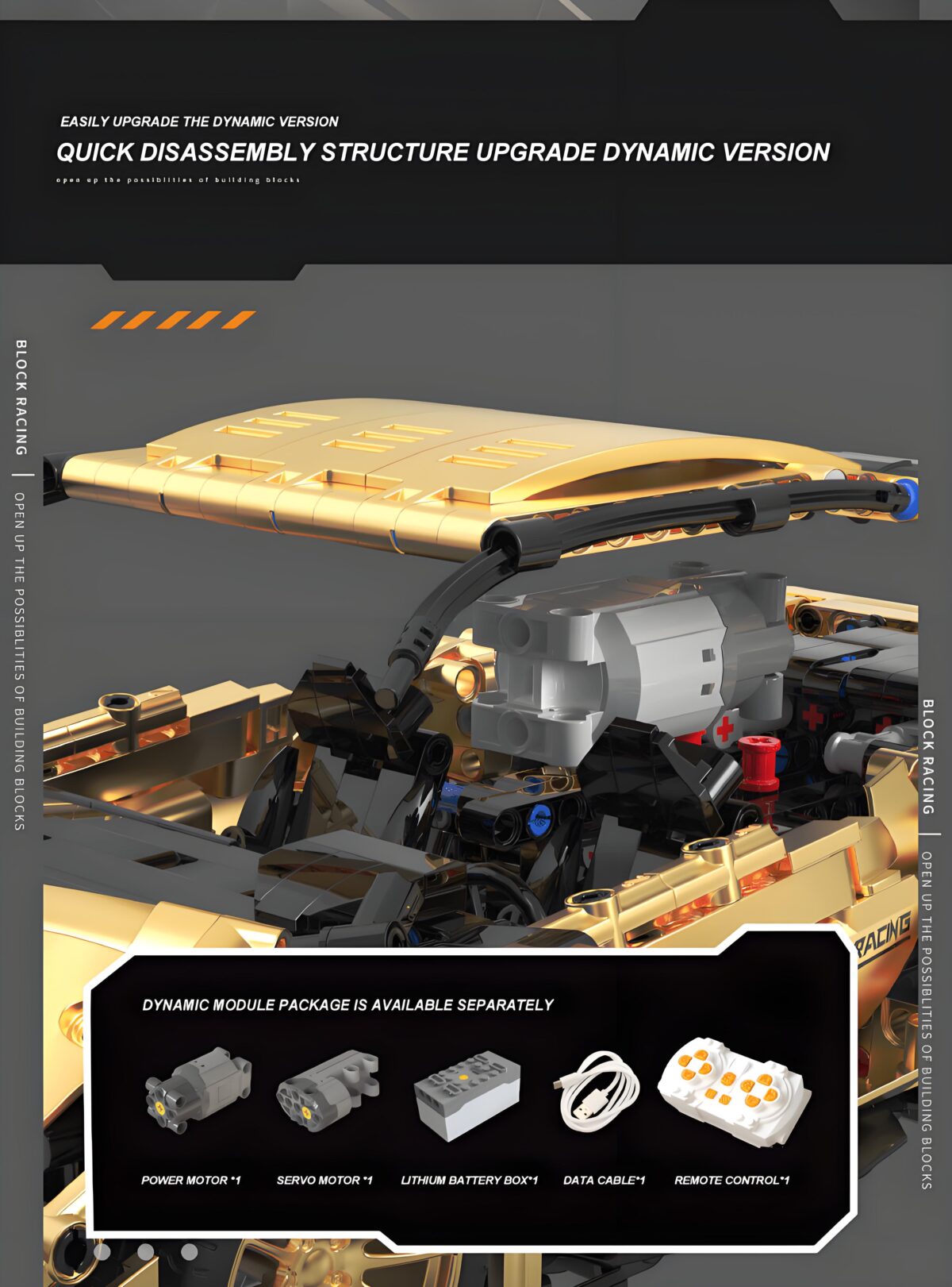 T1005 1:14 The Gold Lamborghini 834  1309PCS - Image 5
