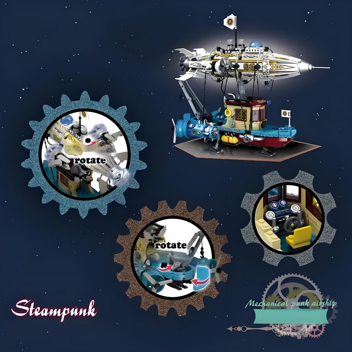 958015 The Steam City Punk Mechanical Airship   1256PCS - Image 3