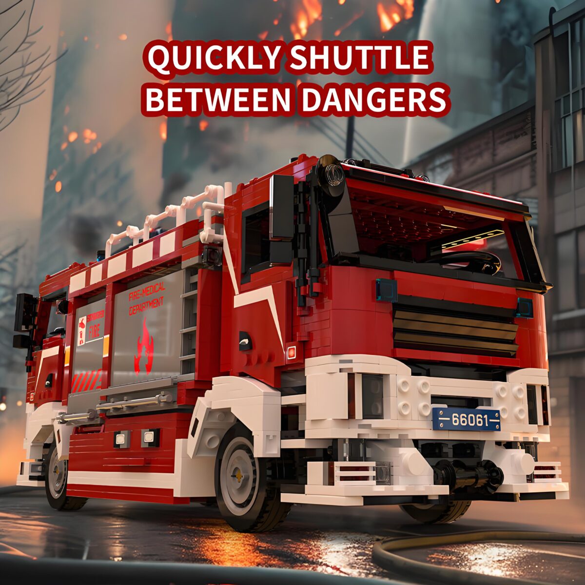 66061 The BI-Directional. Driving Fire Rescue Vehicle  2712PCS - Image 5